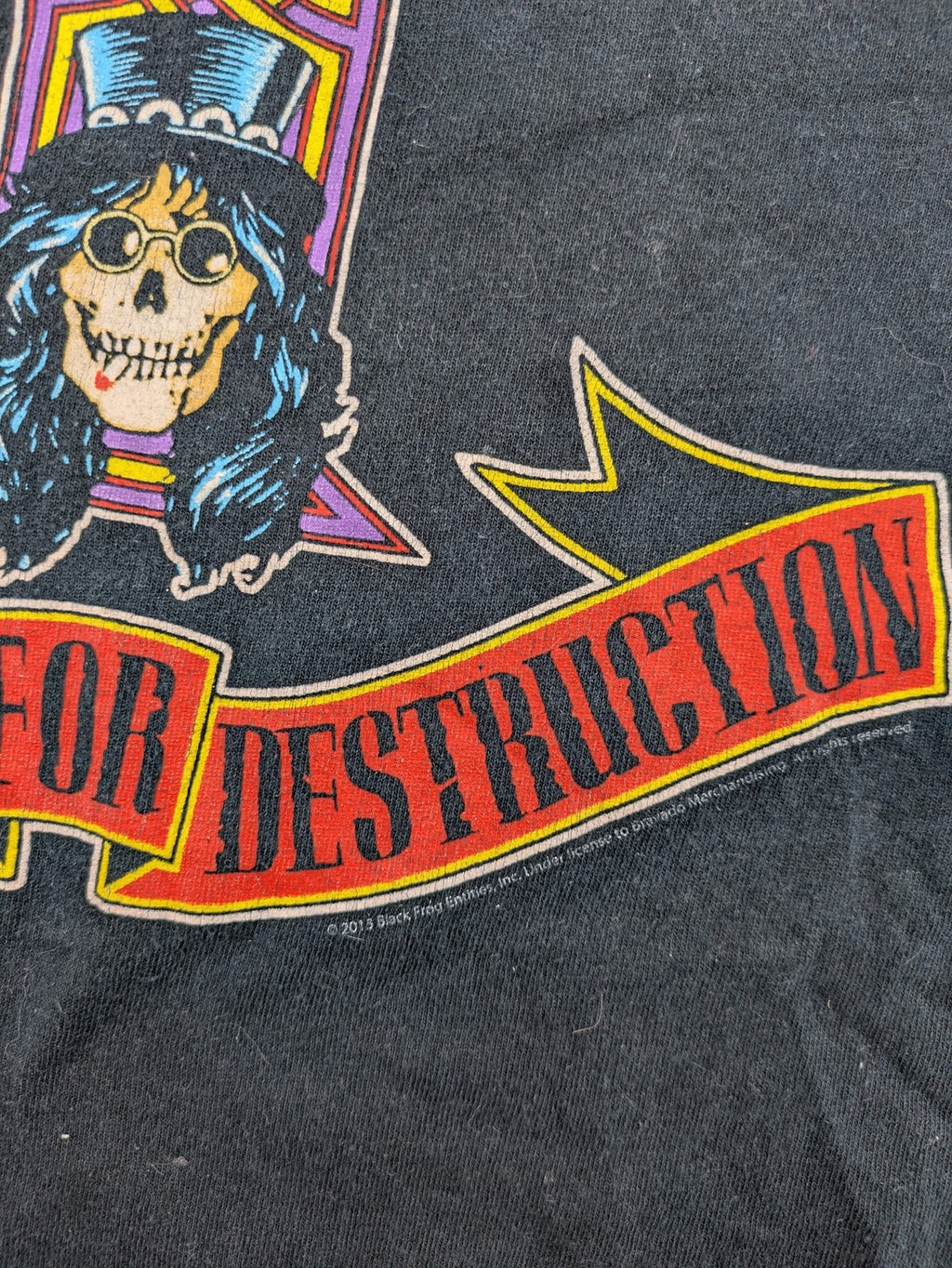 Guns N' Roses black t-shirt featuring Appetite for Destruction graphic with skulls.