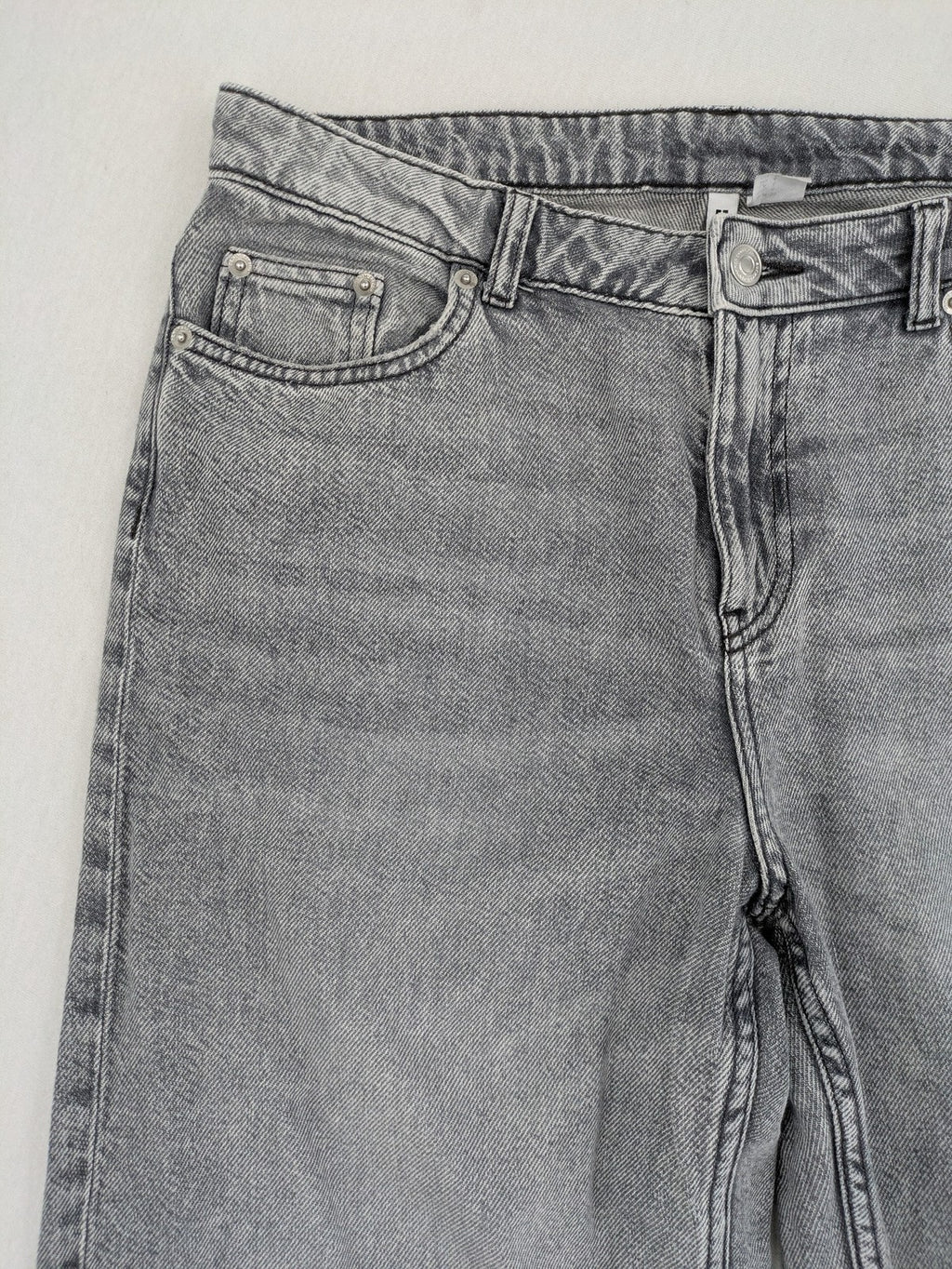 H&M Divided grey wide leg high waist jeans, washed denim, 100% cotton.