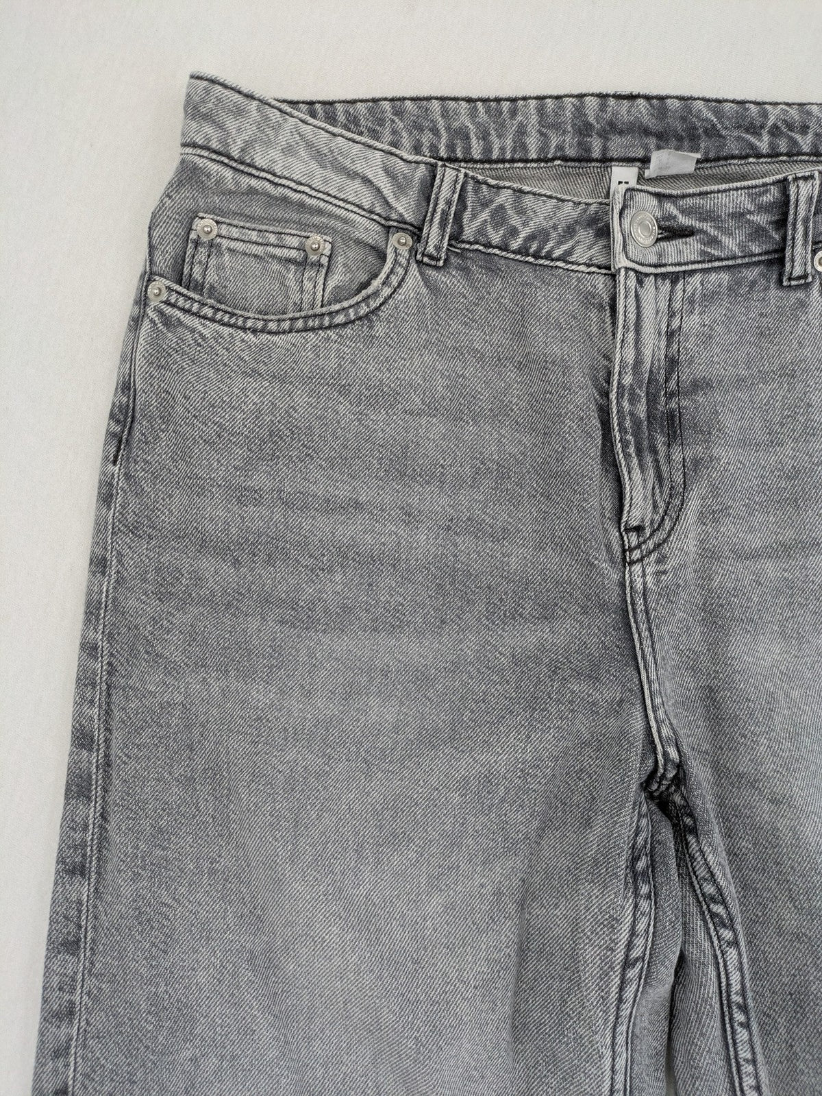 H&M Divided grey wide leg high waist jeans, washed denim, 100% cotton.