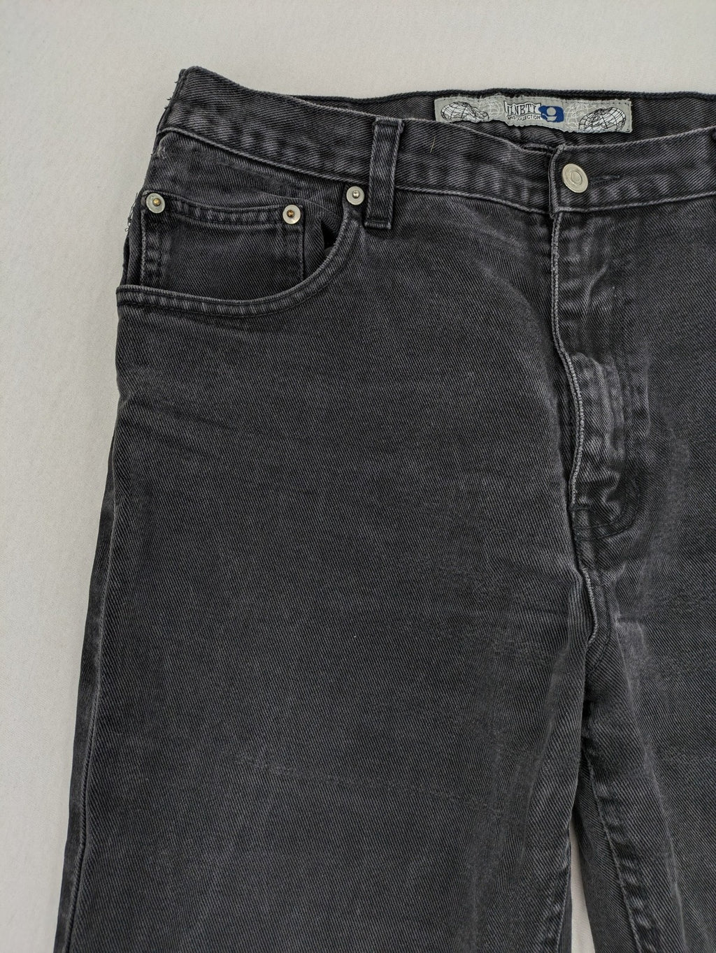 Ninety straight jeans faded black denim five-pocket design 100% cotton vintage style