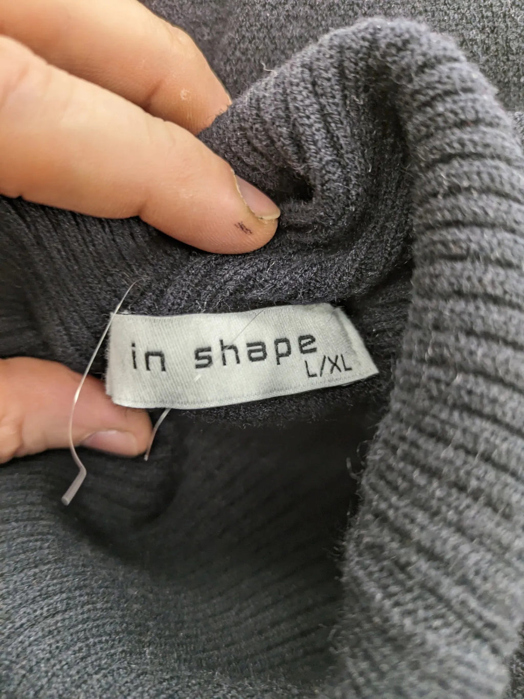 In Shape grey turtle neck jumper asymmetrical design, soft viscose blend material.