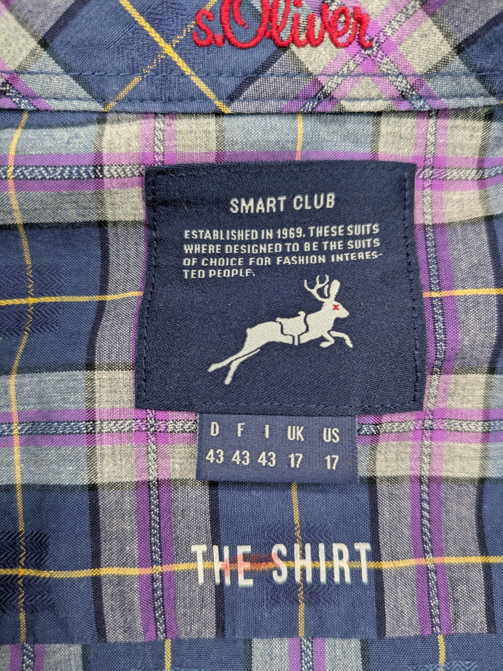 s.Oliver green long-sleeve shirt checked pattern with logo embroidery and chest pocket