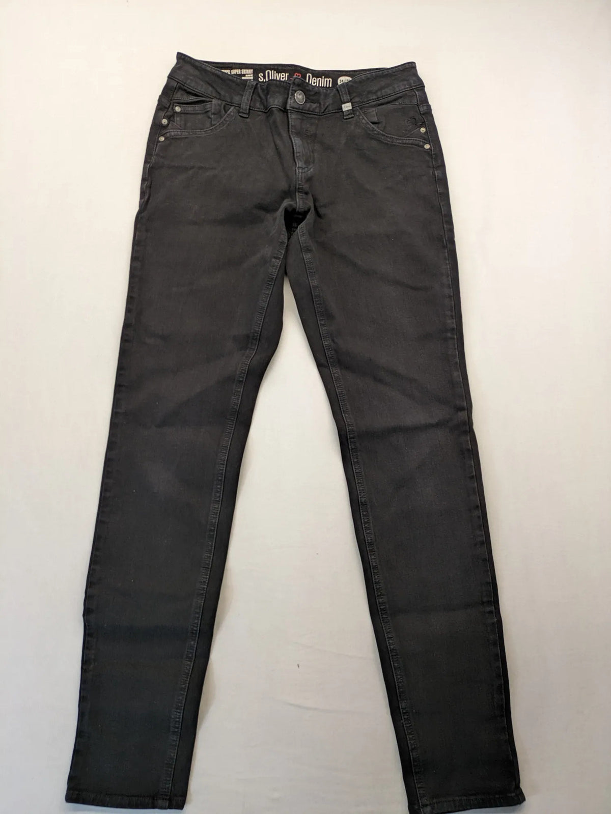 s.Oliver grey super skinny jeans with medium rise and stylish washed finish