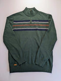 Aiopeson orange turtle neck jumper with striped pattern in navy and white, cotton blend.