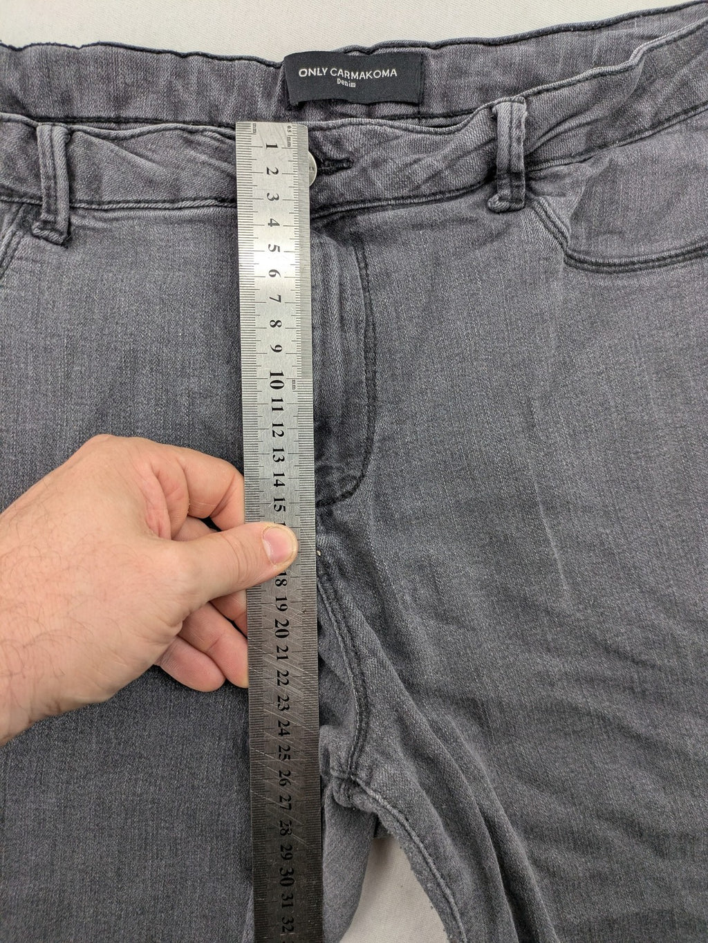 ONLY Carmakoma grey skinny fit jeans with subtle washed look and stretch denim material.