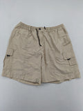 MAI Fashion beige cargo shorts with elastic waistband and spacious side pockets.