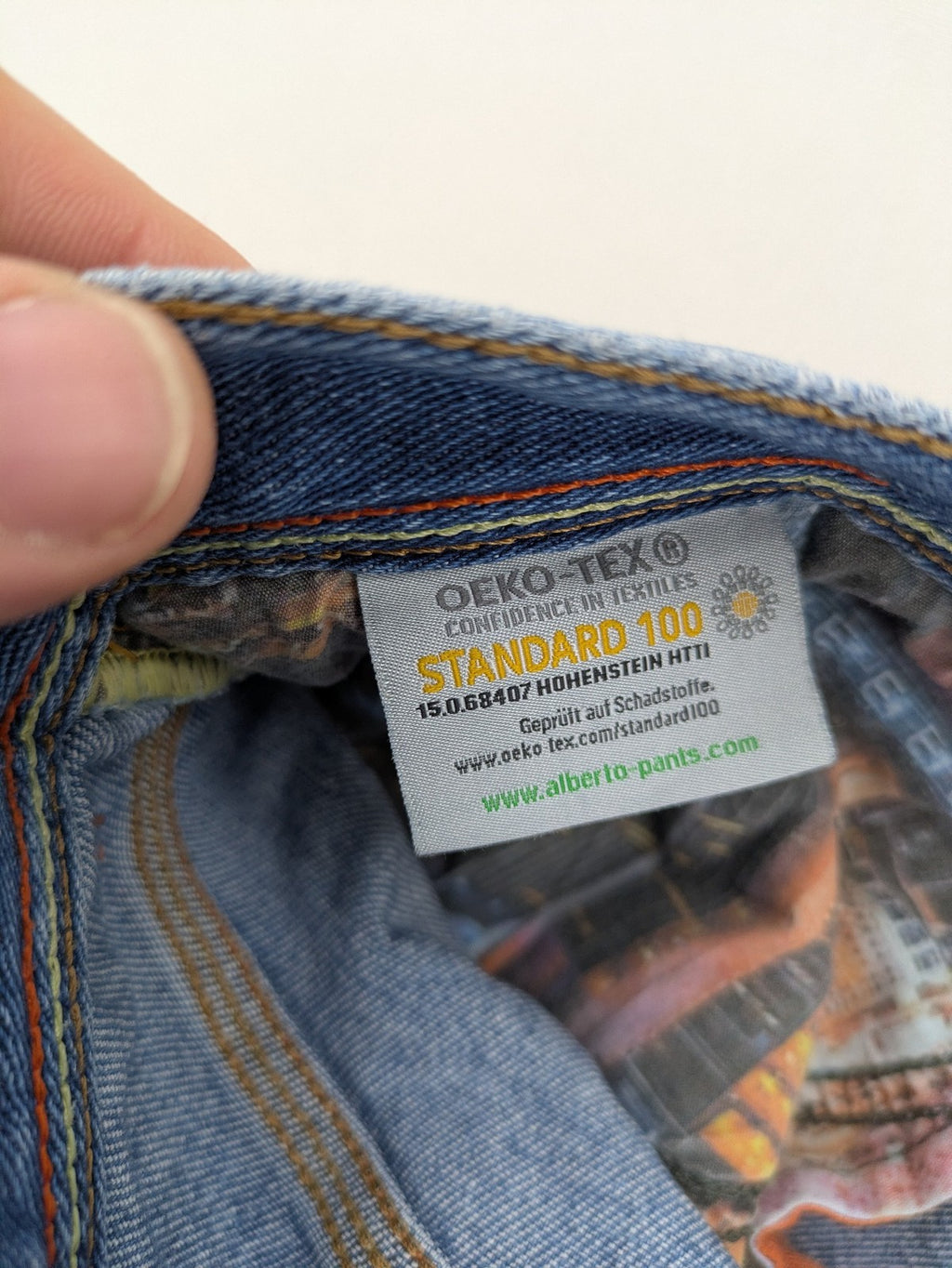 ALBERTO straight jeans blue cotton stretch denim classic 5-pocket style with contrast stitching