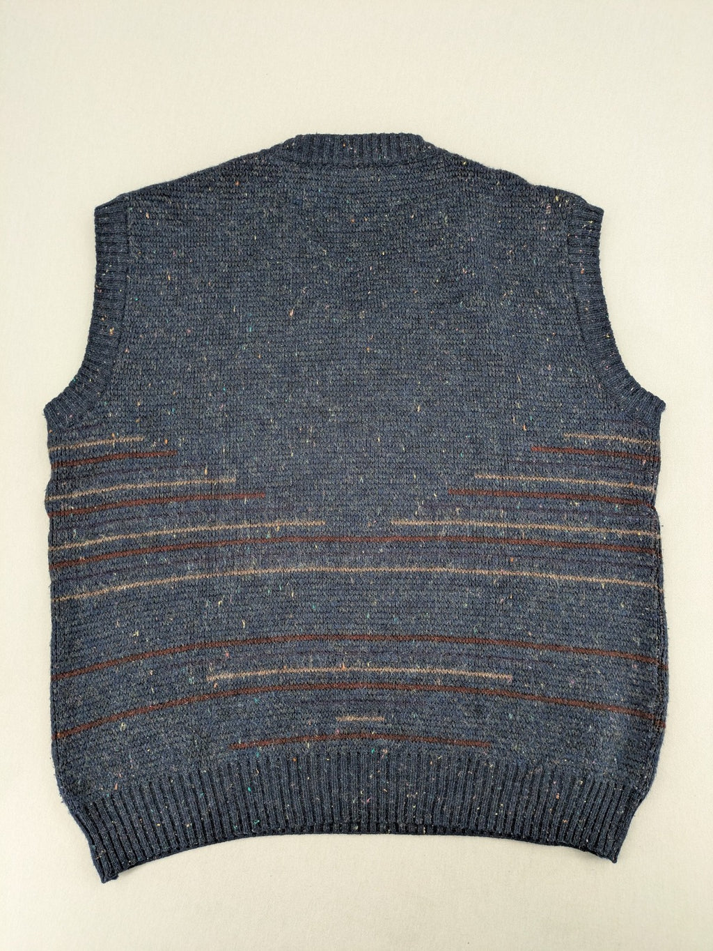 Angelo Litrico blue vest with V-neck, striped pattern, and textured melange design.