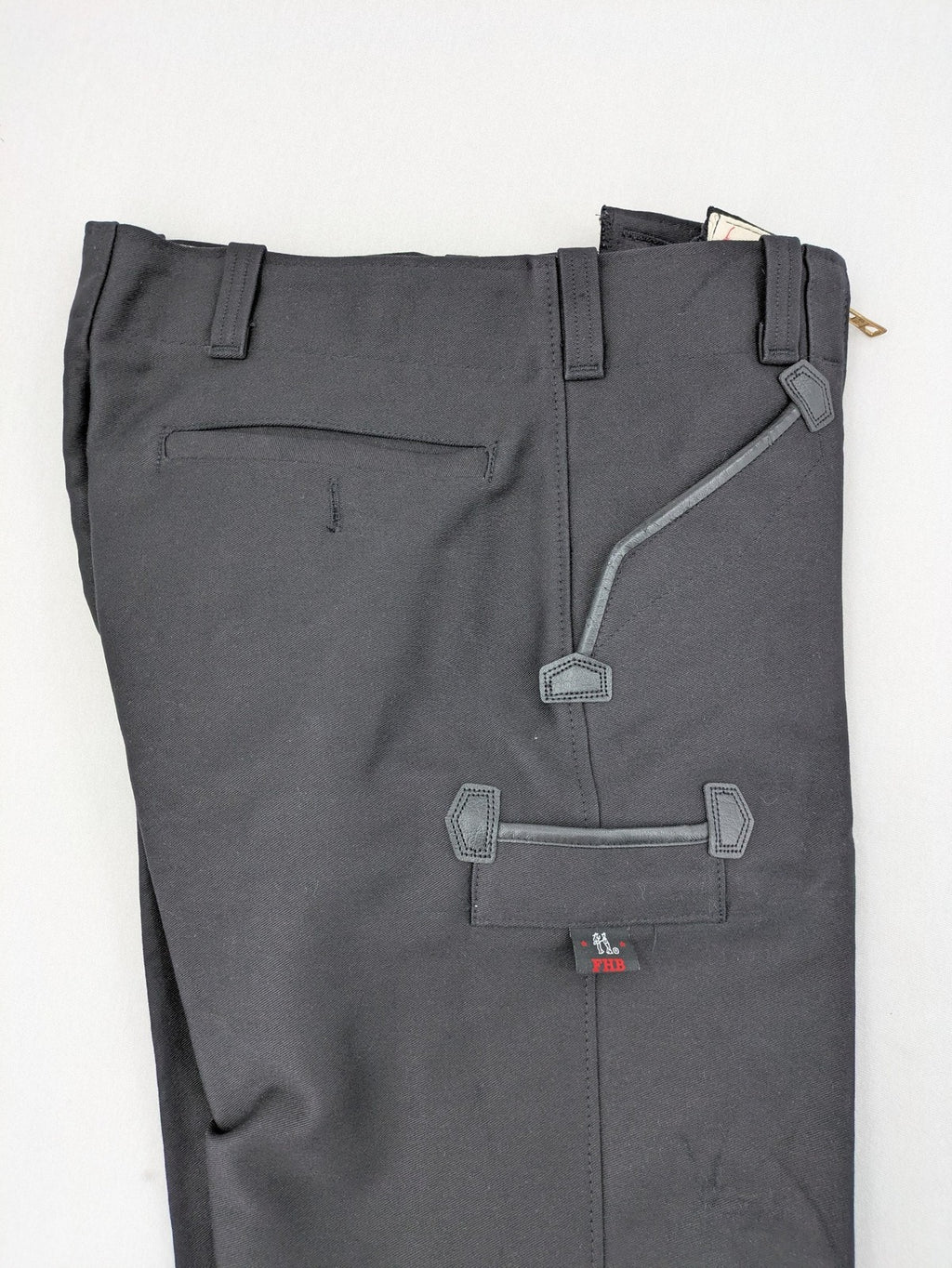 FHB hunting pants grey with double zipper and leather reinforcements, made from 100% cotton.