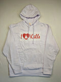 I Love red hoodie with "I ❤️ Kölle" design and adjustable drawstring hood.