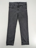 Angels grey straight jeans with 5-pocket design and faded black wash.