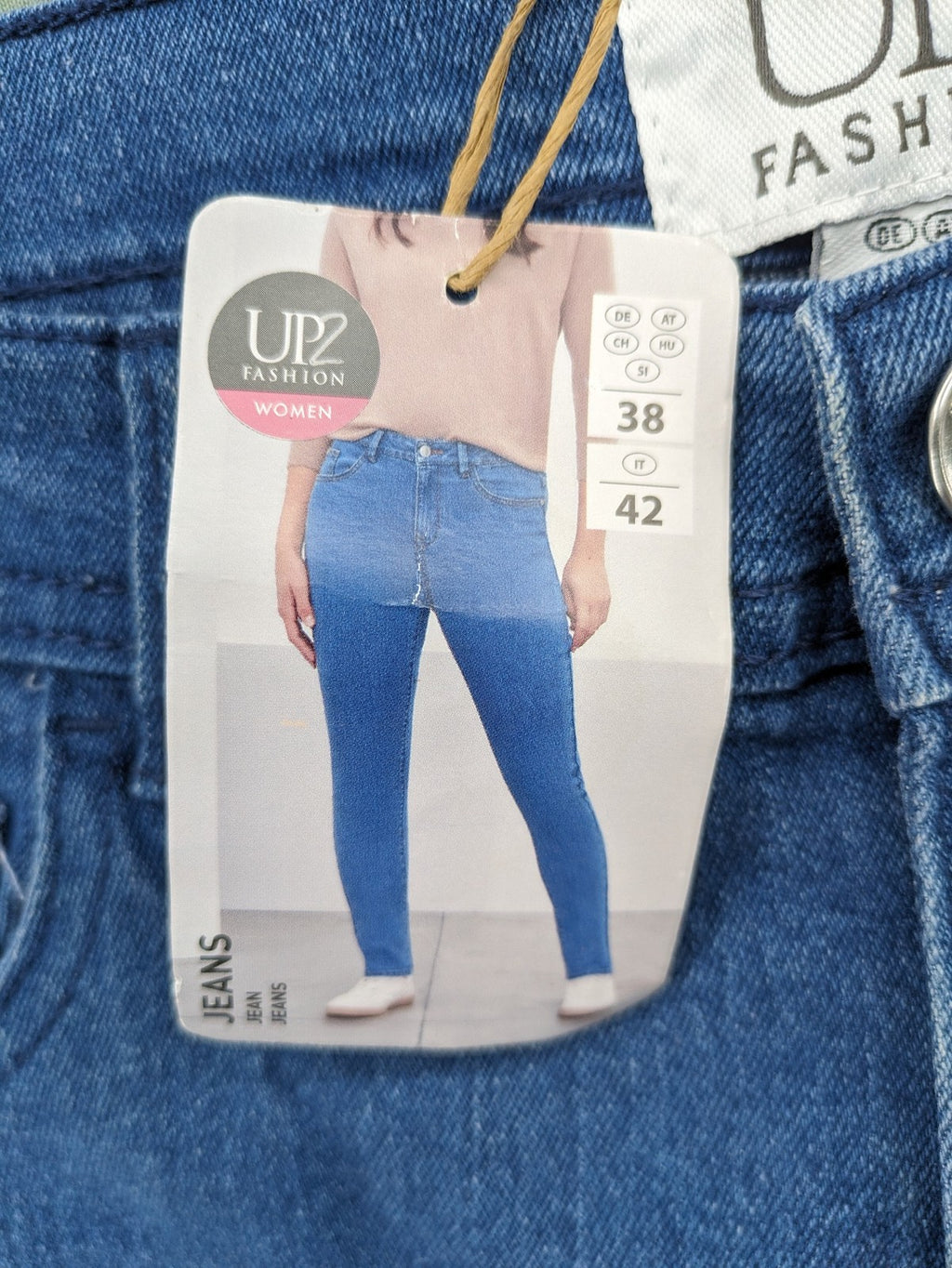 up2 fashion blue straight jeans classic 5-pocket style stretch denim with tag