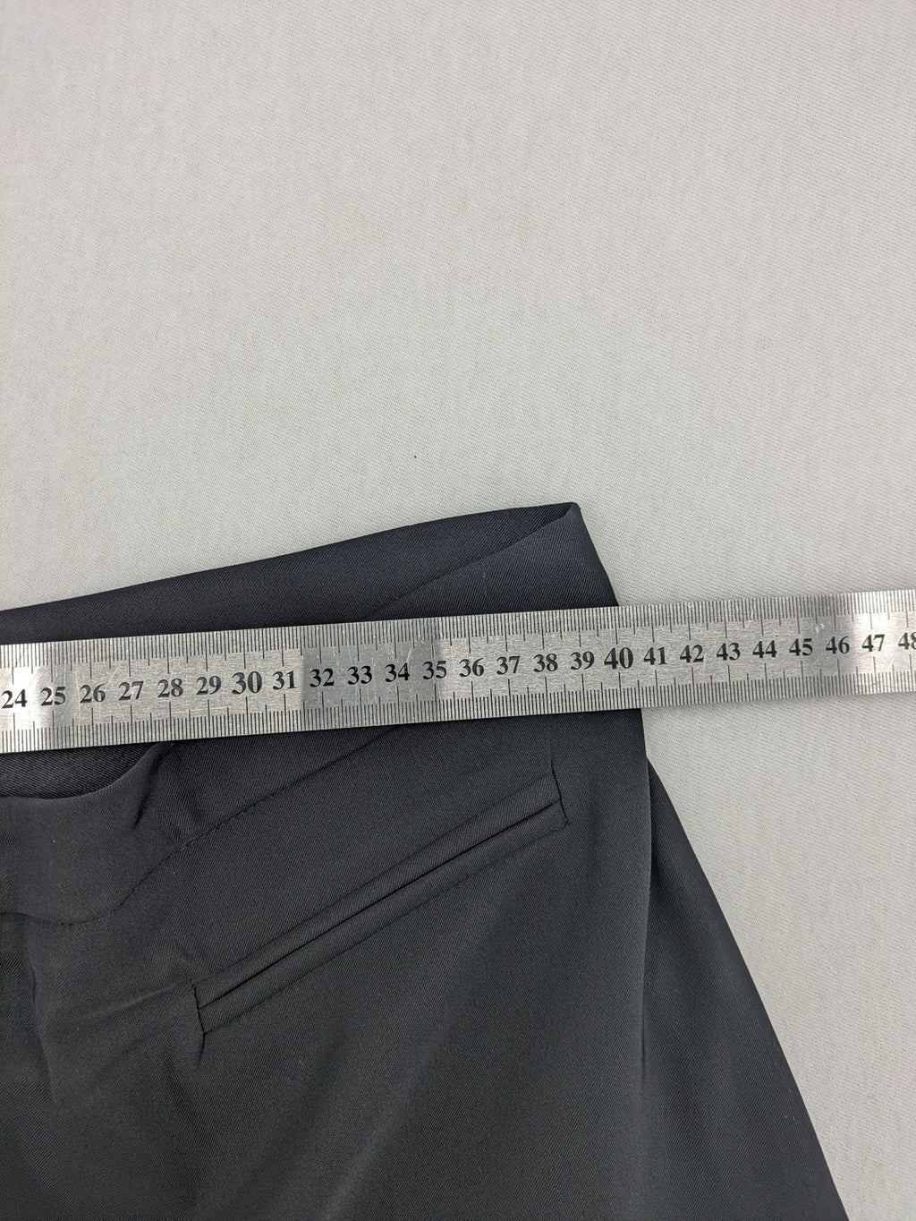Saint B grey capri pants high waist with straight leg and side slits.