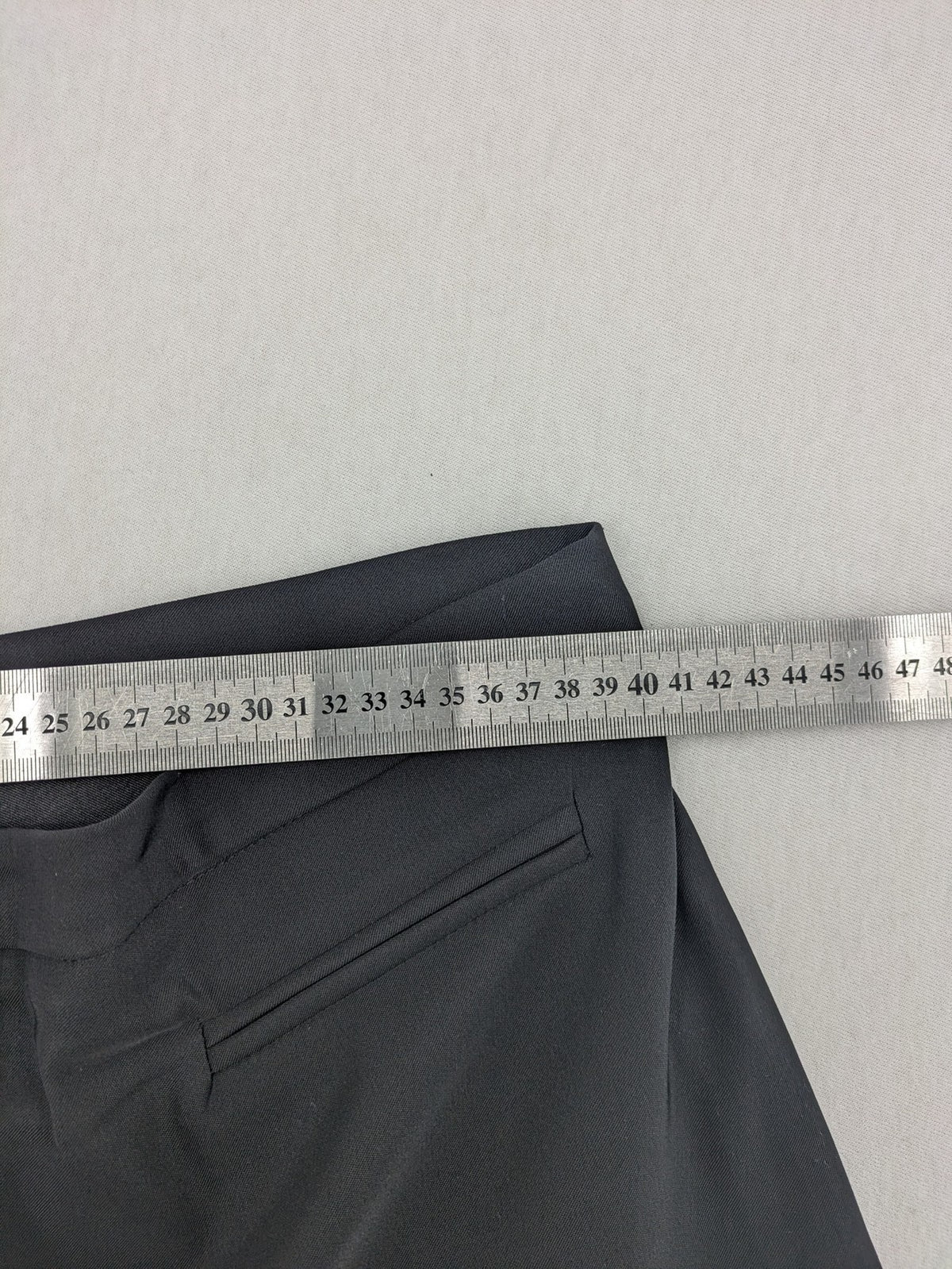 Saint B grey capri pants high waist with straight leg and side slits.