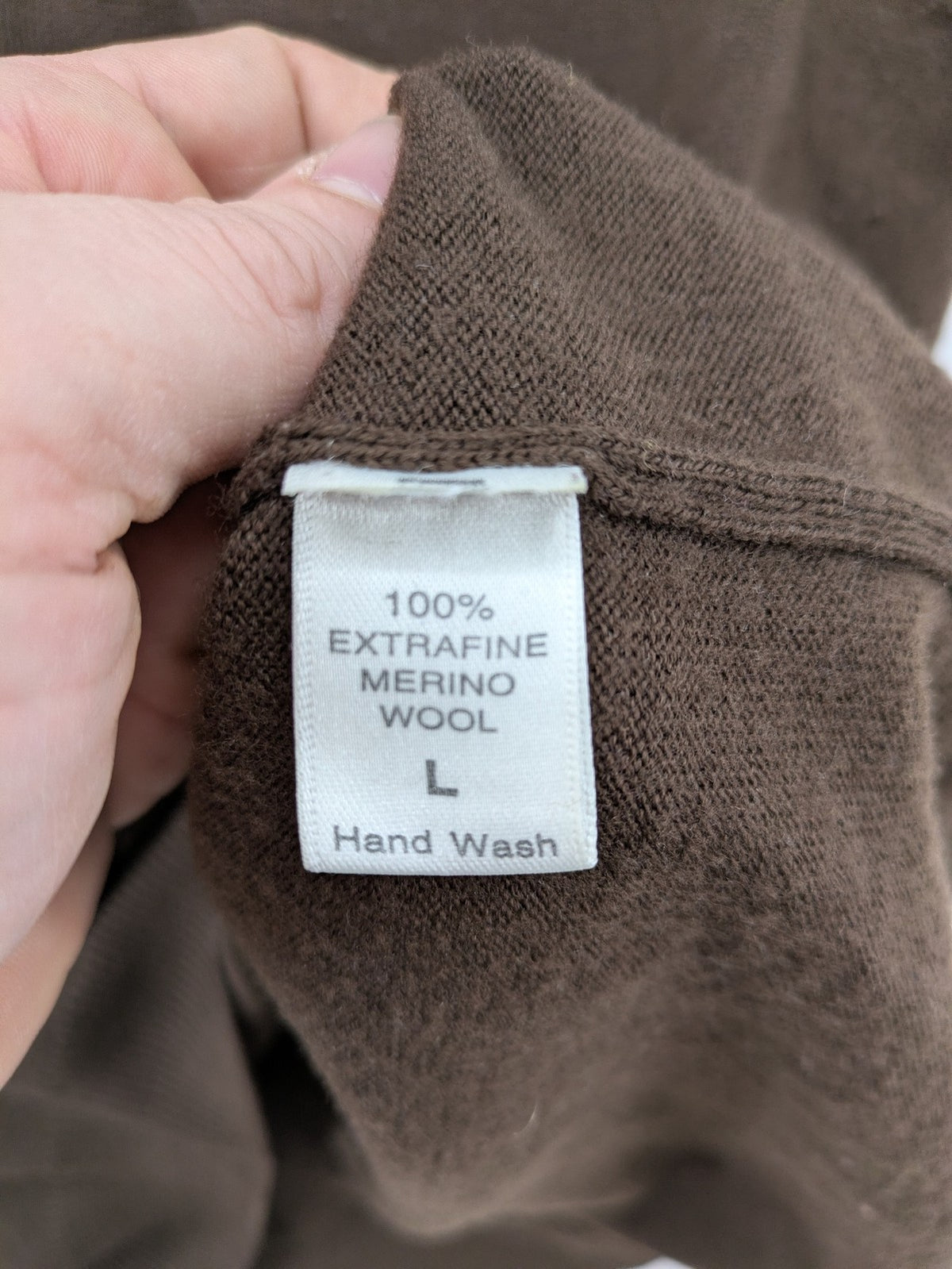 T.M. Lewin brown turtle neck jumper, classic V-neck design, made from 100% merino wool.