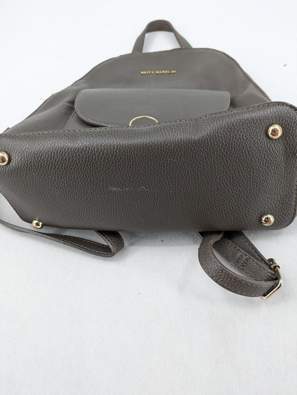 Betty Barclay grey handbag textured faux leather gold metal details adjustable straps