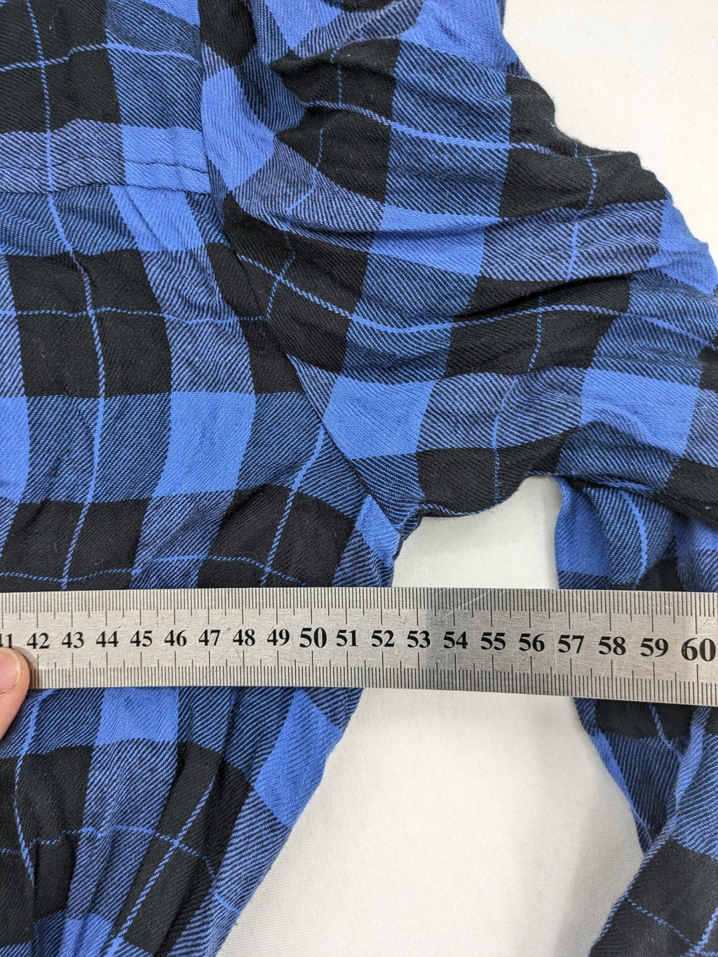 Gap blue and black checkered shirt dress with button placket and removable belt.