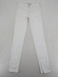 Hollister white super skinny high rise jeans with classic 5-pocket design and zipper closure.