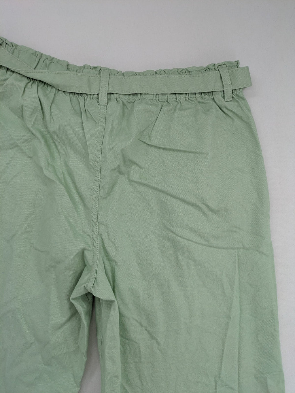 Pageone green cropped pants wide leg paperbag waist with matching tie belt