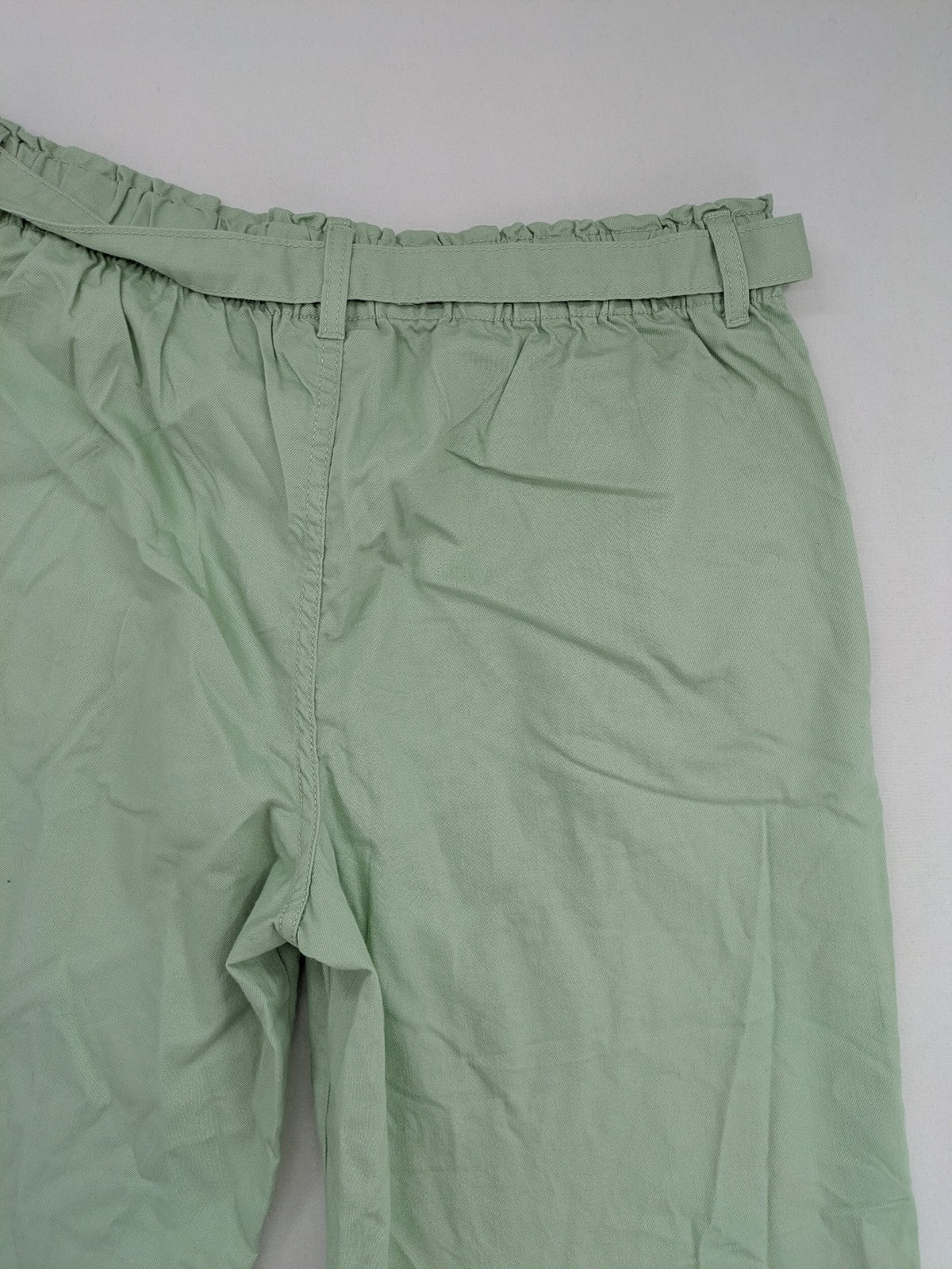 Pageone green cropped pants wide leg paperbag waist with matching tie belt