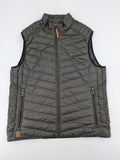 Camel Active khaki vest with full zip, quilted design, checkered lining, water-resistant.
