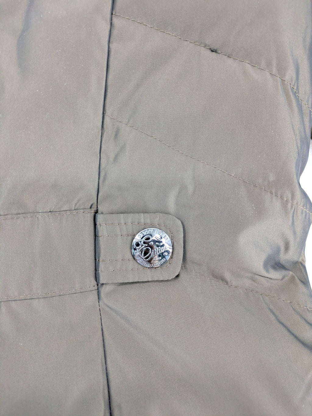 Gerry Weber Edition grey quilted coat with faux fur collar and metal toggle closures.