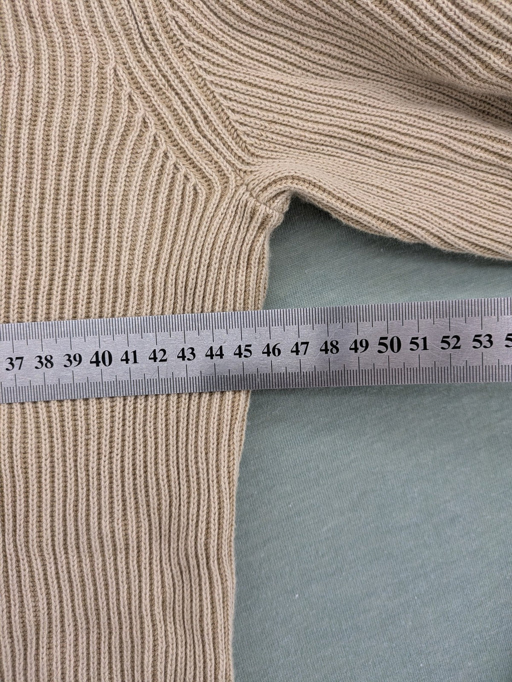 Tommy Hilfiger beige turtle neck jumper ribbed knit 100% cotton with shawl collar.