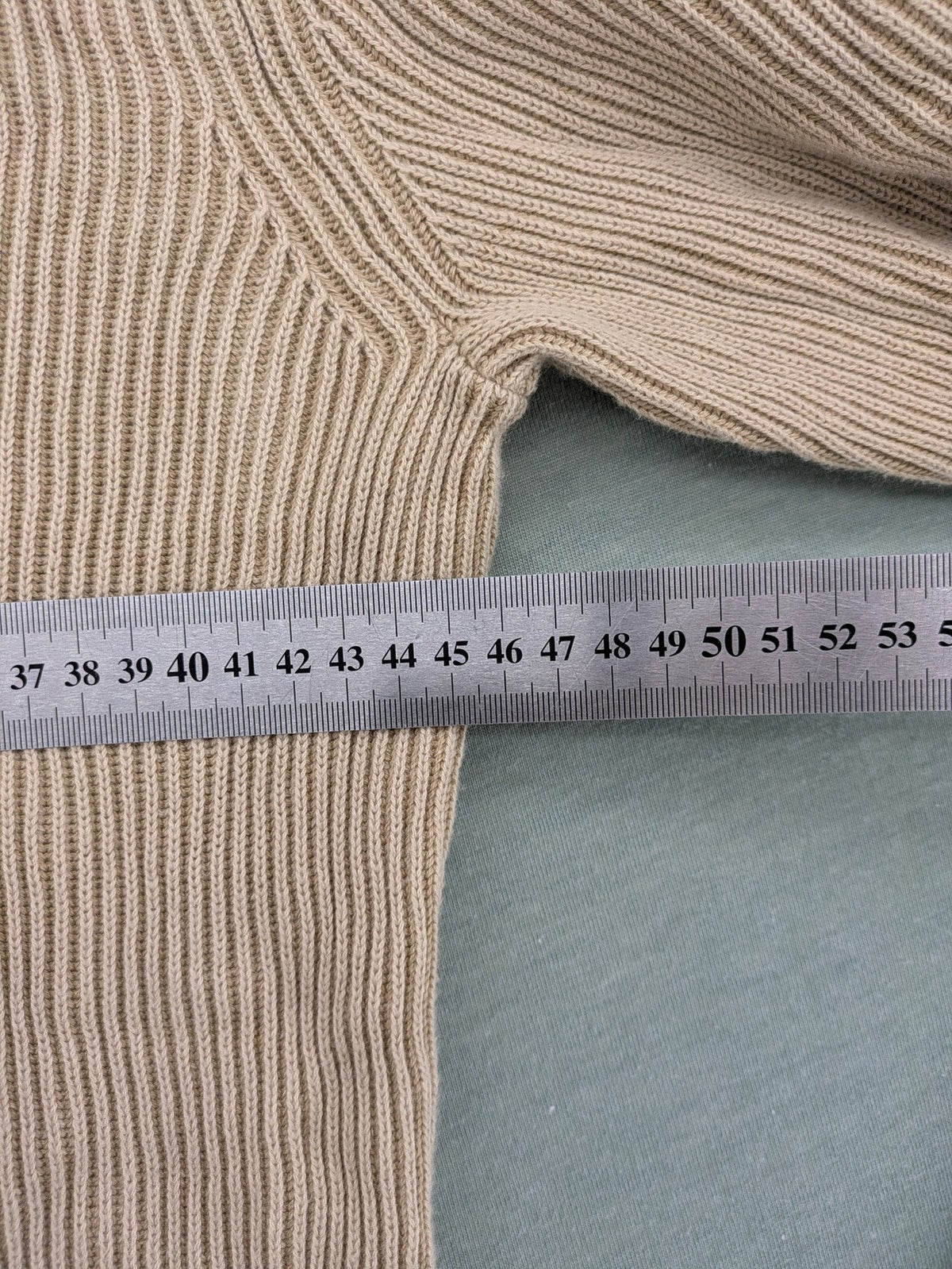 Tommy Hilfiger beige turtle neck jumper ribbed knit 100% cotton with shawl collar.