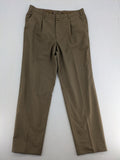 Bundeswehr khaki military uniform trousers with front pleats, zipper, and belt loops.