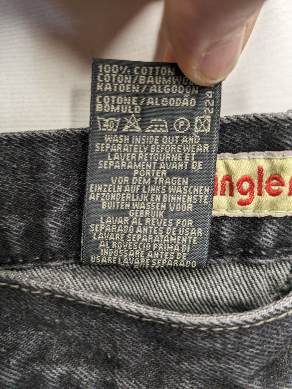 Jinglers straight jeans black grey faded wash, classic 5-pocket style, 100% cotton.