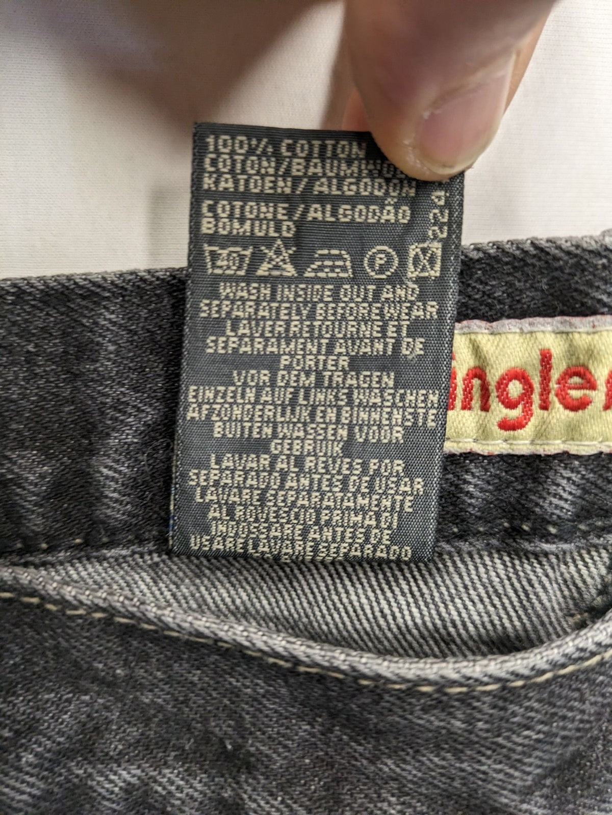 Jinglers straight jeans black grey faded wash, classic 5-pocket style, 100% cotton.
