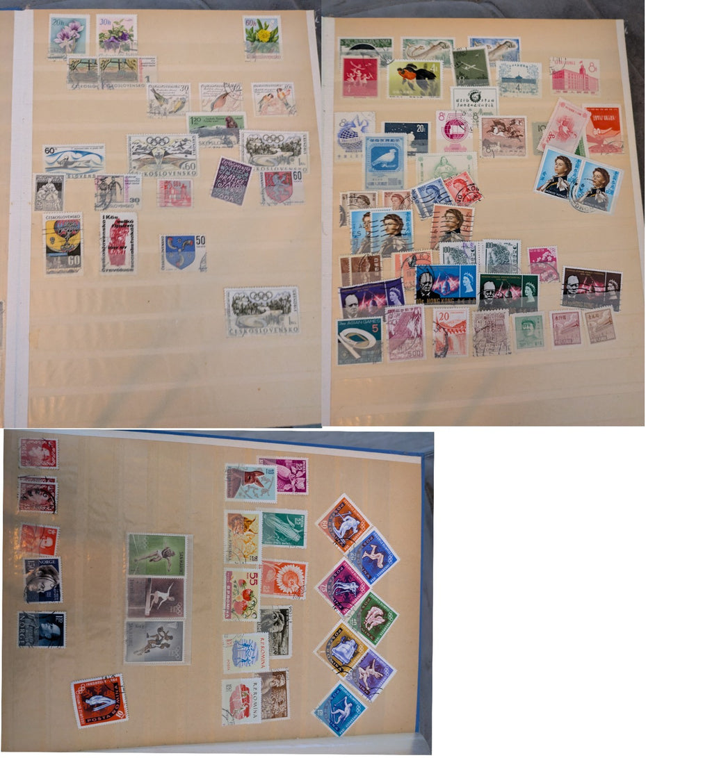 Beige postage stamp album featuring over 1000 stamps from Germany and Europe.