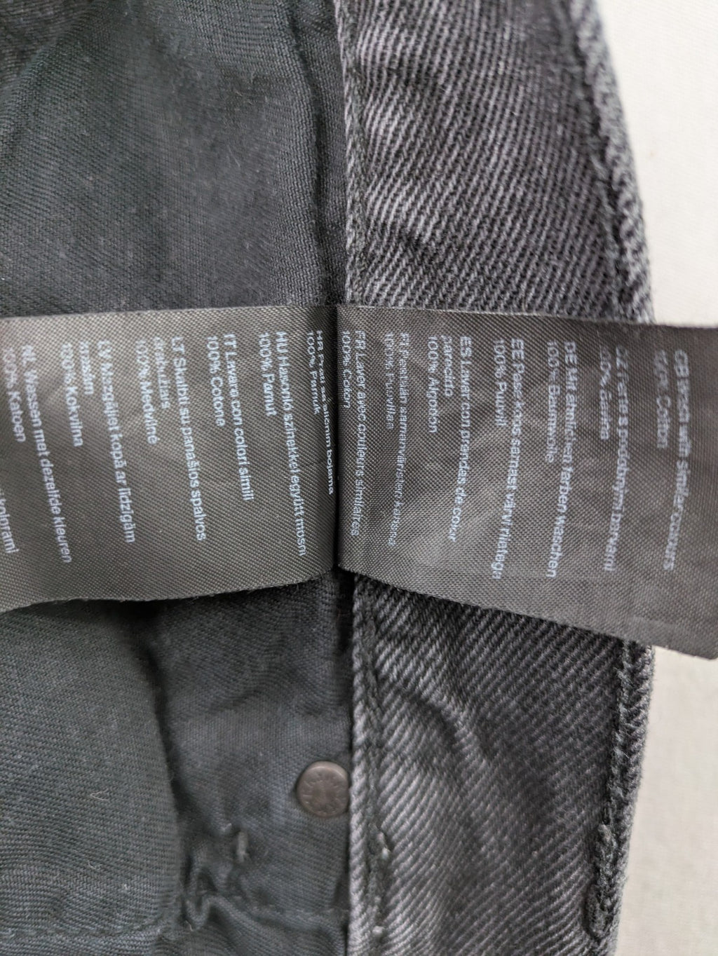 Weekday grey straight jeans washed denim with button fly and classic fit.
