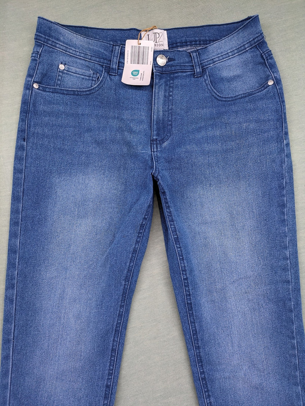 up2 fashion blue straight jeans classic 5-pocket style stretch denim with tag