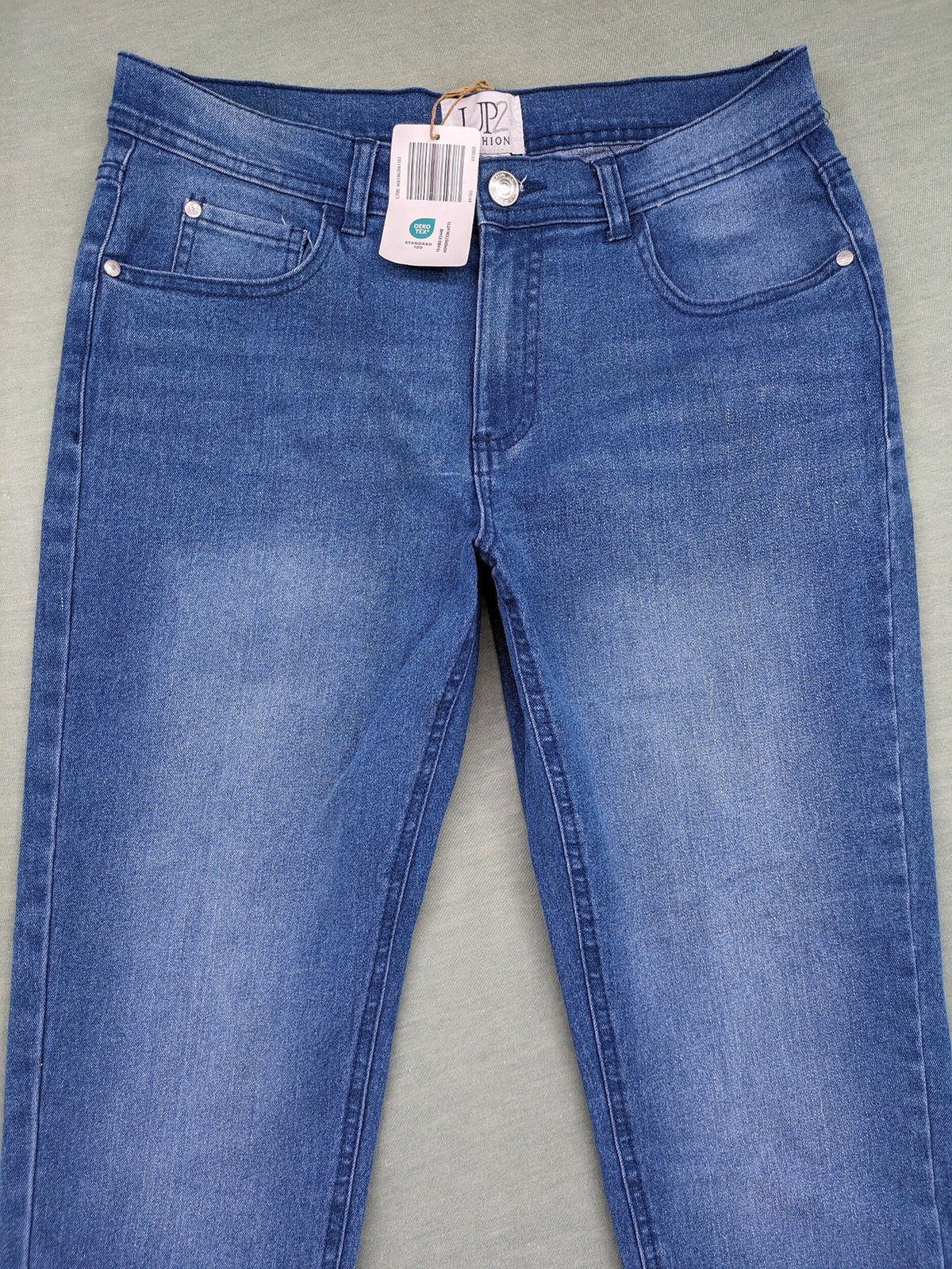 up2 fashion blue straight jeans classic 5-pocket style stretch denim with tag