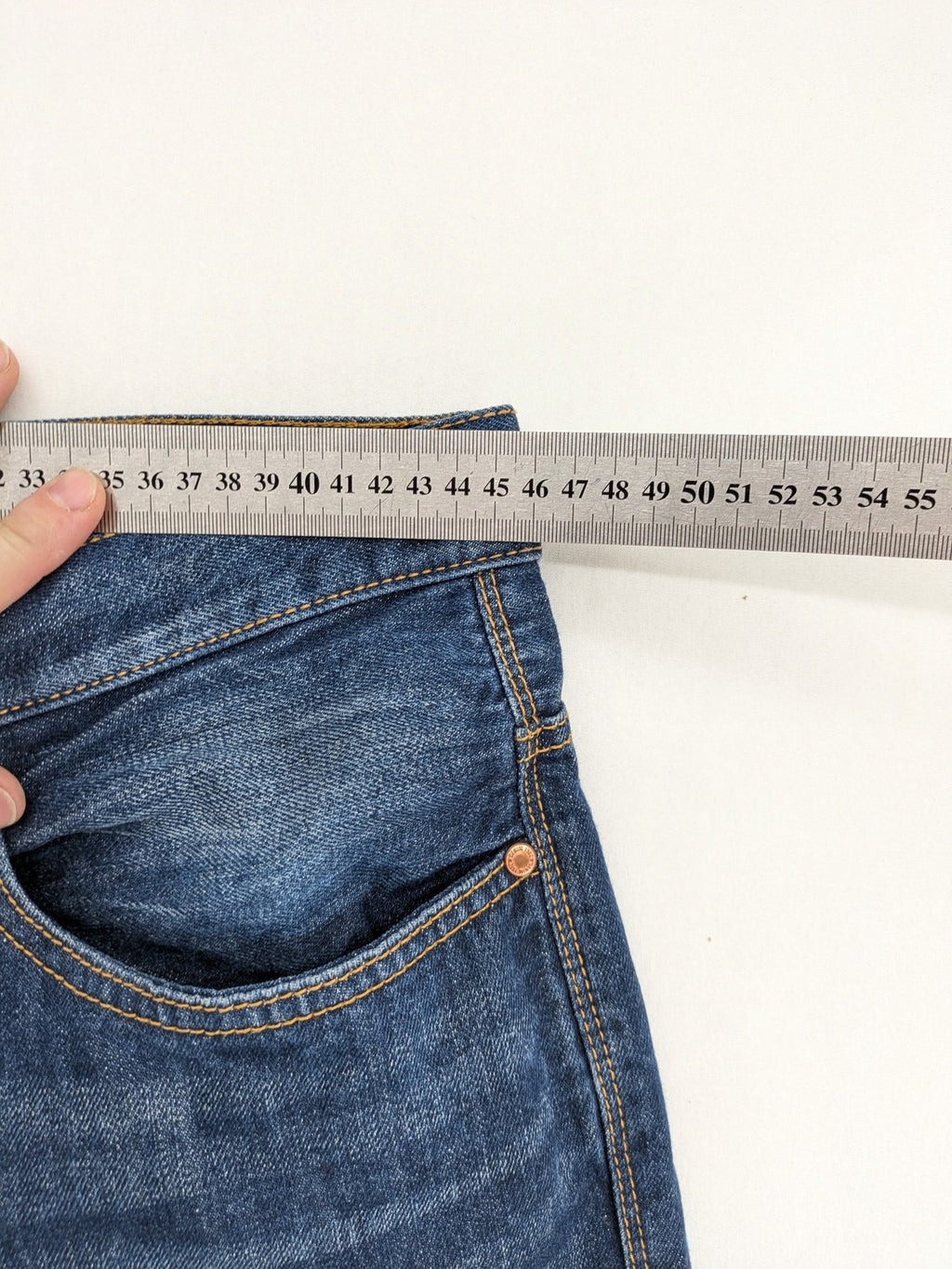Denim 1982 blue straight jeans W36 L32 classic 5-pocket design cotton fabric