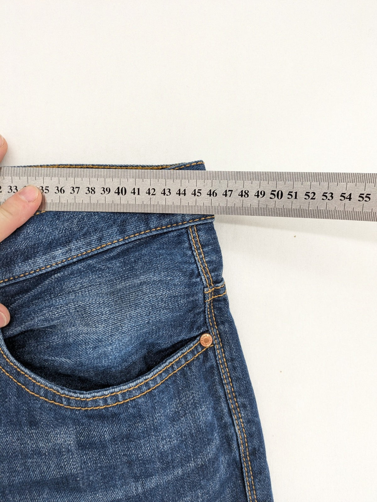Denim 1982 blue straight jeans W36 L32 classic 5-pocket design cotton fabric