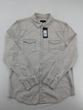 New Look beige Western shirt with snap buttons and two front pockets, 100% cotton.