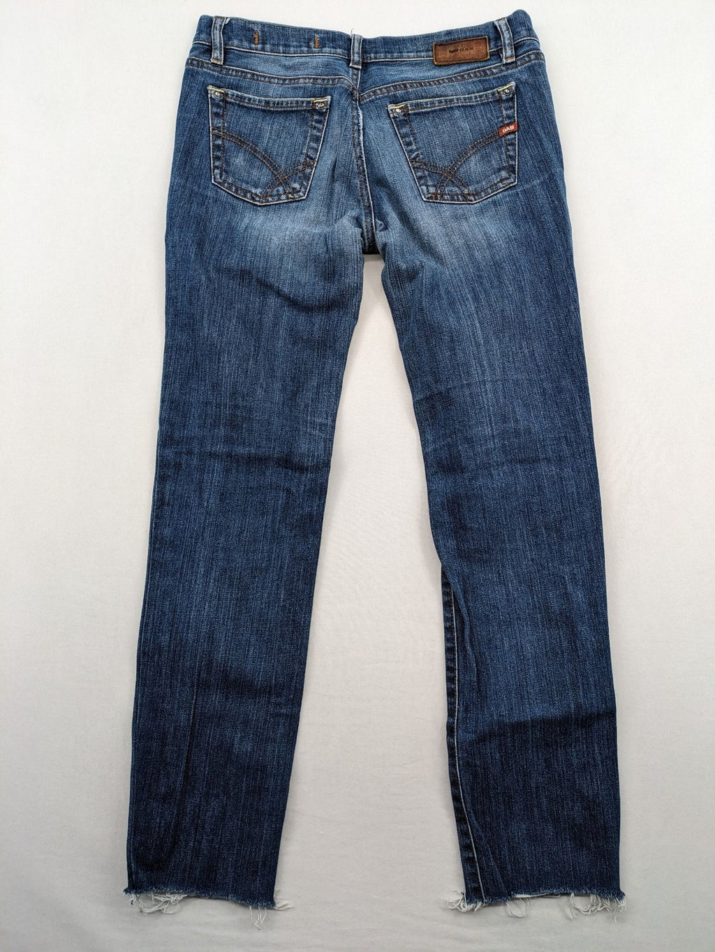 GAS straight jeans blue with open frayed hem and classic 5-pocket style.
