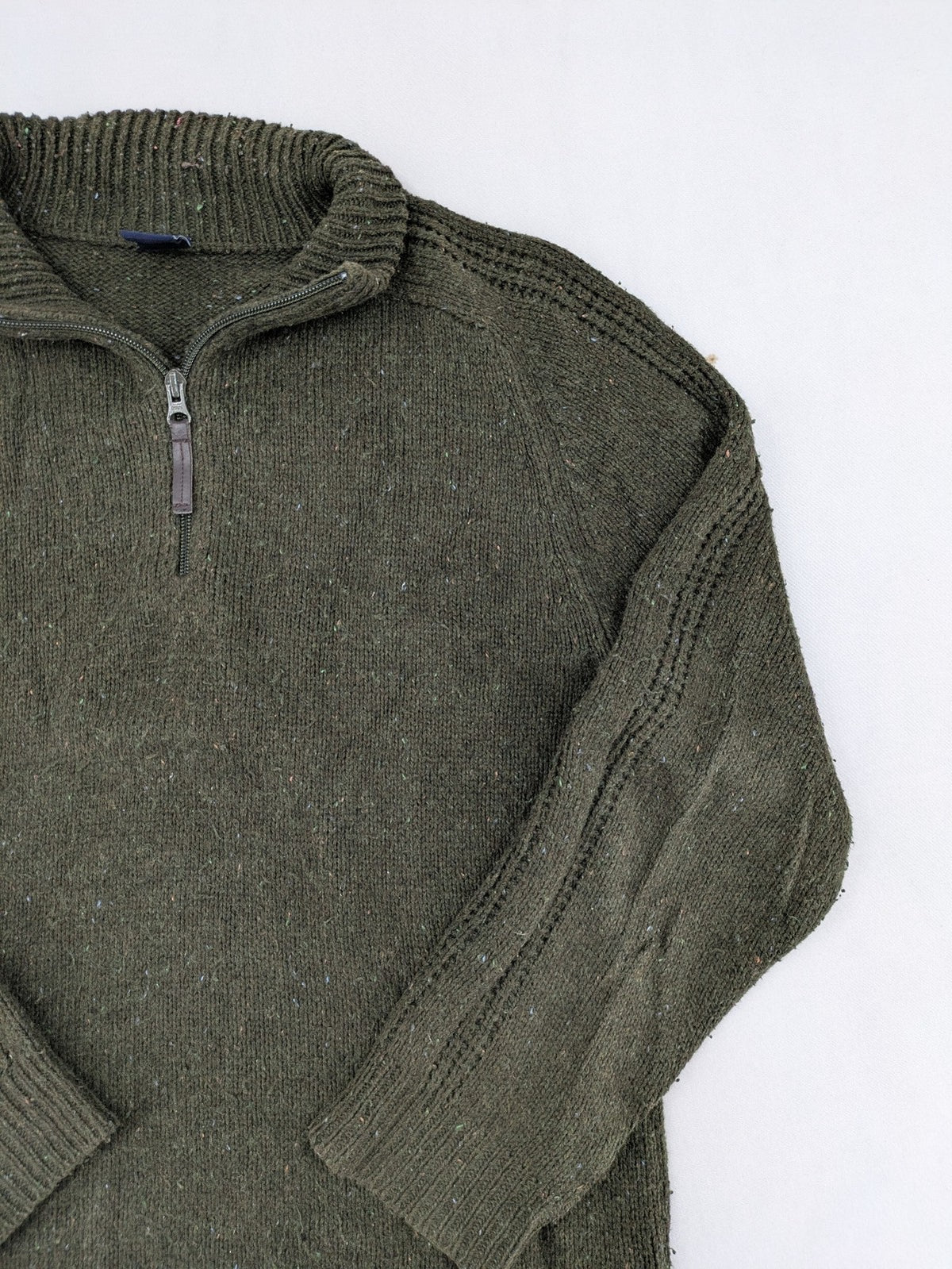 Gap Kids green turtle neck jumper with quarter zip and textured knit details.
