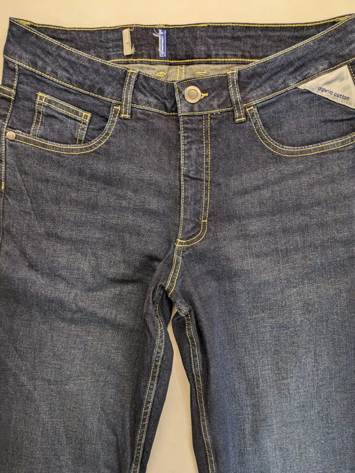 Lidl blue straight jeans classic 5-pocket design, made from organic cotton with stretch.