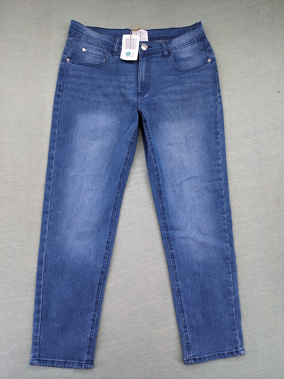 up2 fashion blue straight jeans classic 5-pocket style stretch denim with tag