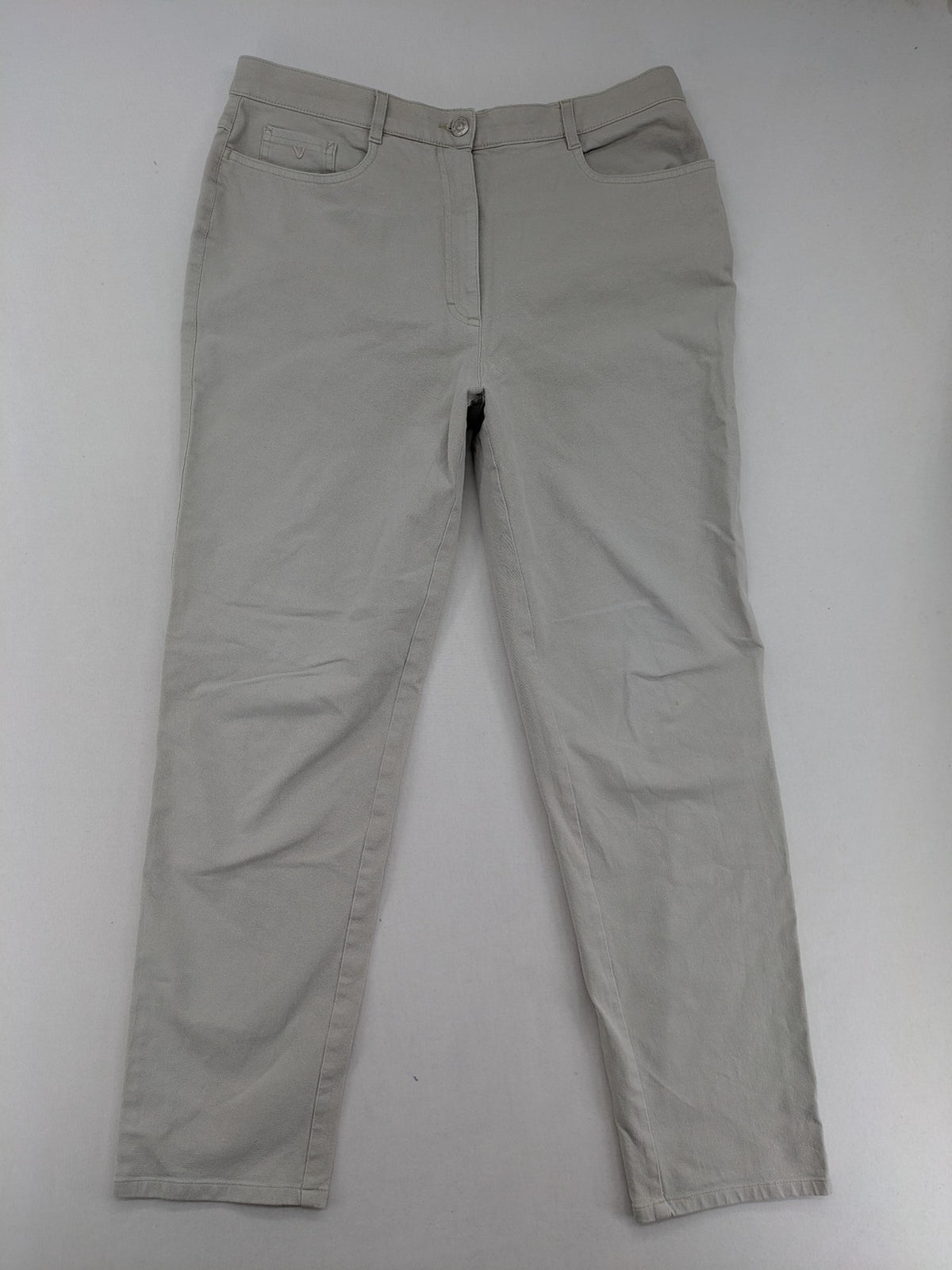 Vunic beige chinos with straight leg, 5-pocket design, and classic front zipper closure.