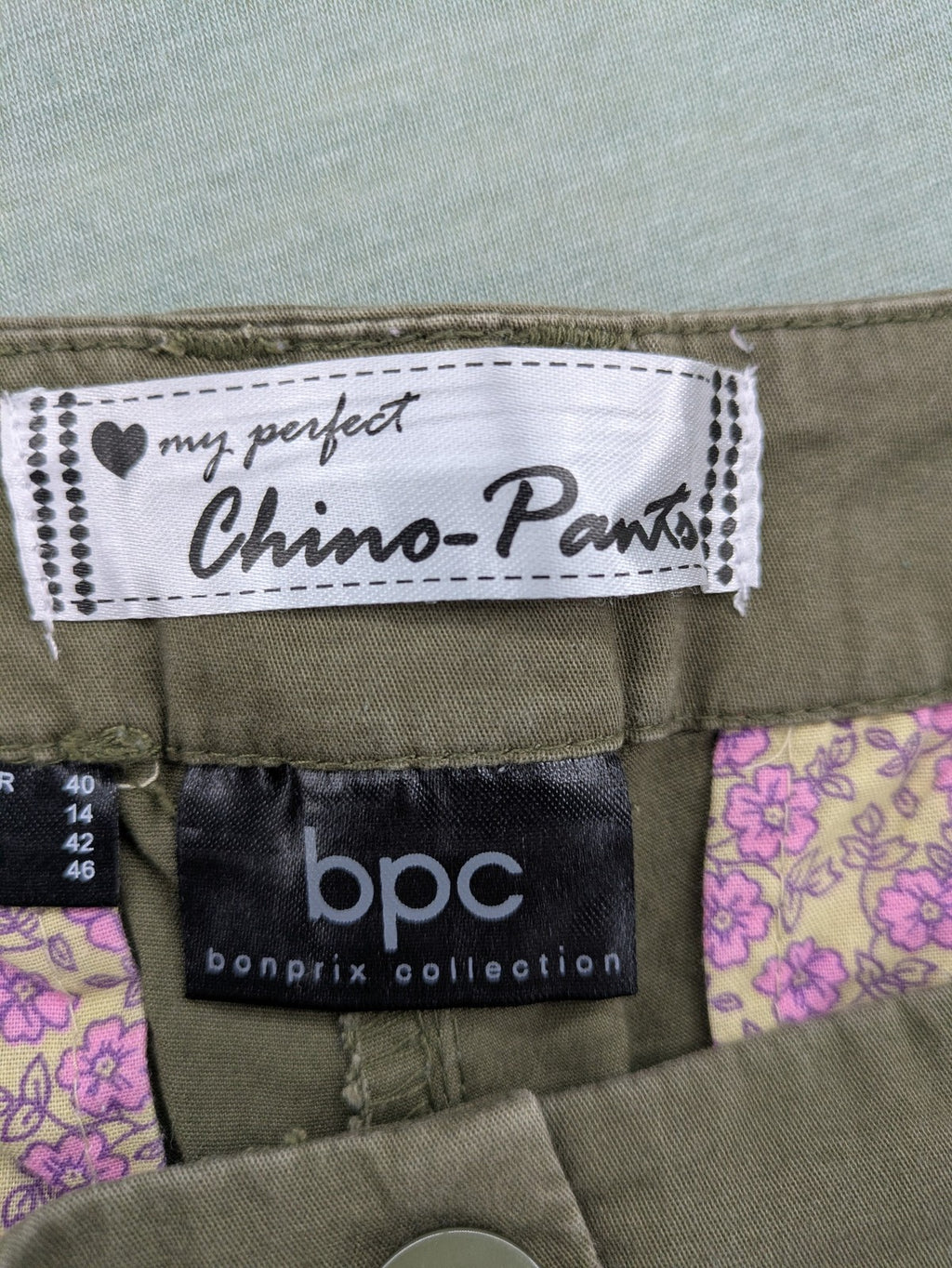 bpc bonprix collection khaki pants with front pleats and classic chino cut