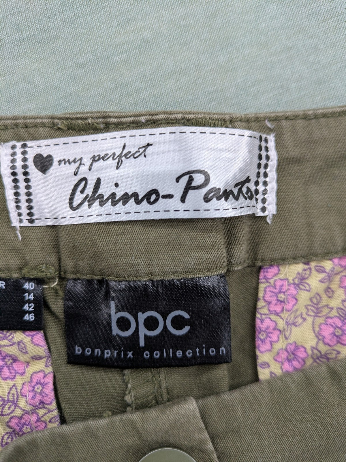 bpc bonprix collection khaki pants with front pleats and classic chino cut