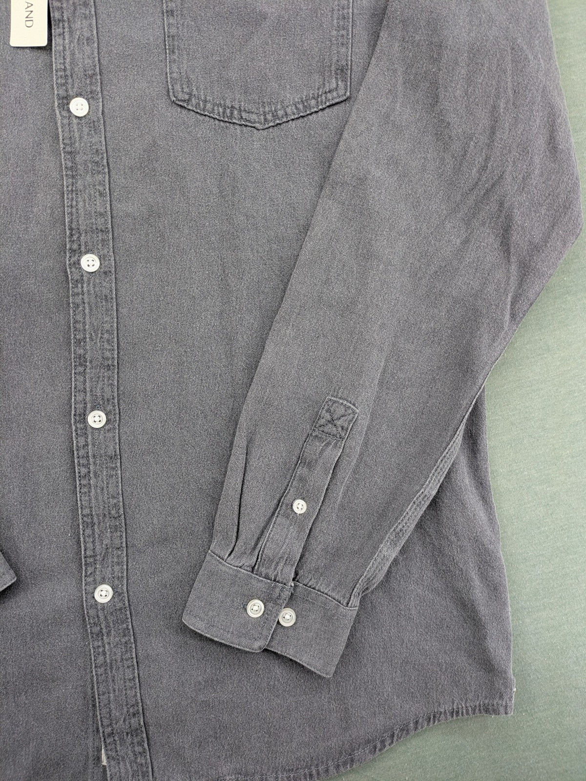 River Island grey button-down shirt with chest pocket and classic collar.