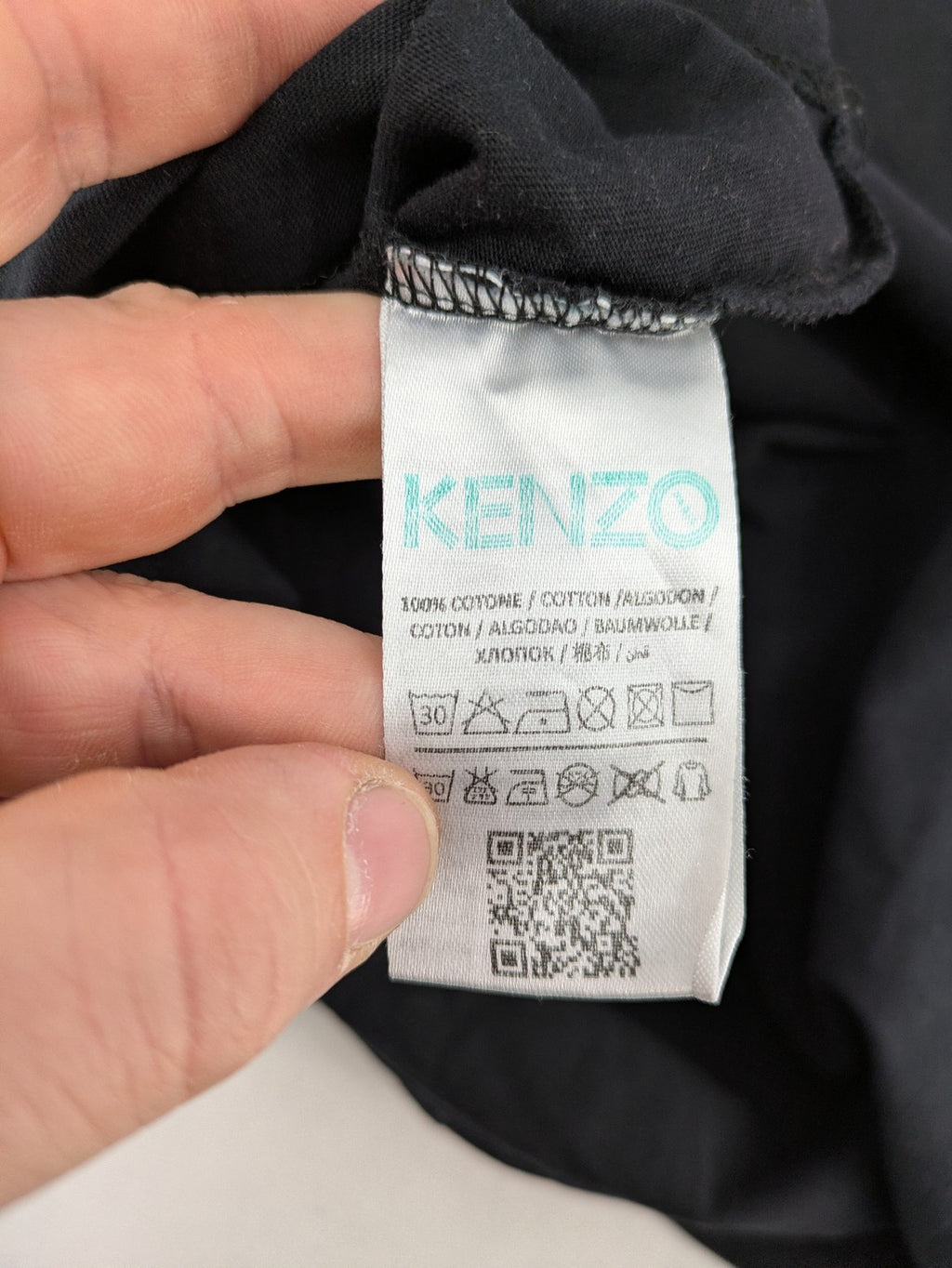 Kenzo grey t-shirt with embroidered tiger logo and "Paris" text in tonal black.