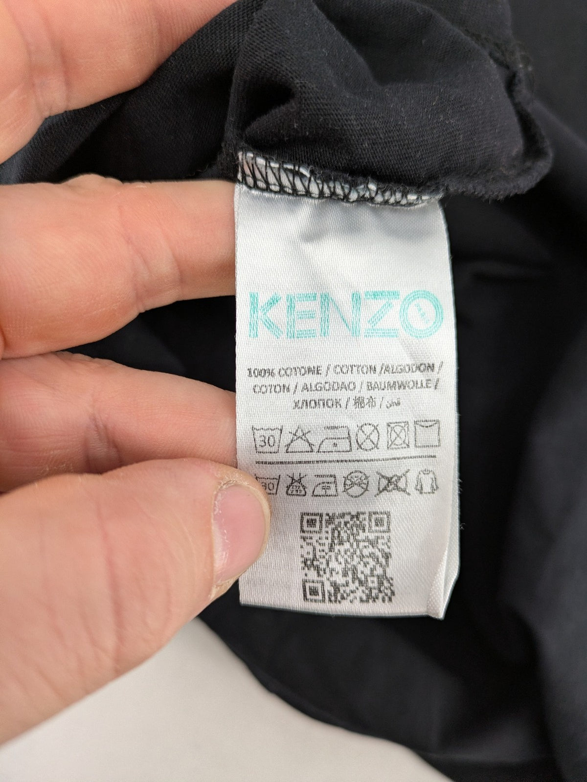 Kenzo grey t-shirt with embroidered tiger logo and "Paris" text in tonal black.