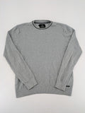 Threadbare grey turtle neck jumper with textured knit and dark grey collar trim.