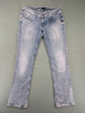 G-Star Raw blue straight leg jeans with classic 5-pocket design and light wash denim.